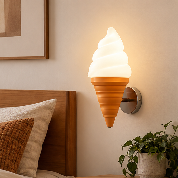 RoyaleGlow Kids Ice Cream Wall Lamp LED Bedroom Sconce Fixture