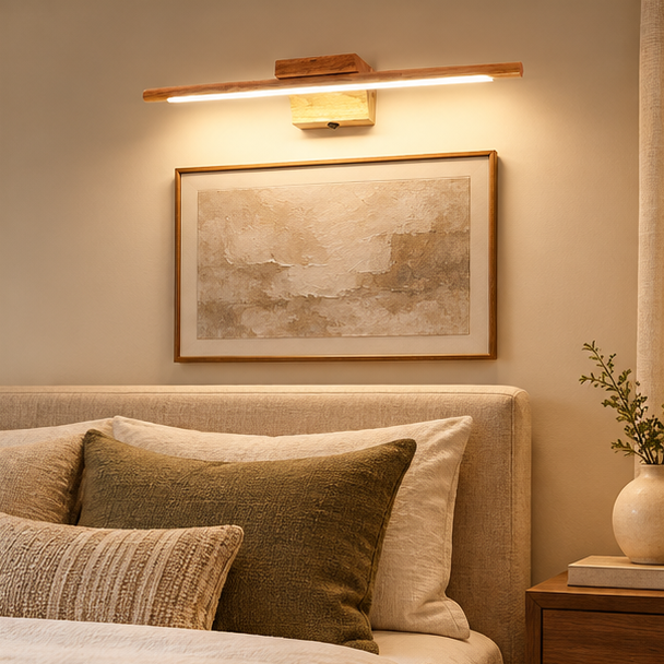 RoyaleGlow Modern LED Wooden Wall Sconce Vanity Light Fixture
