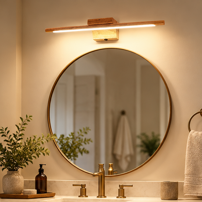 RoyaleGlow Modern LED Wooden Wall Sconce Vanity Light Fixture