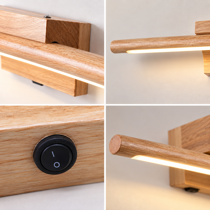 RoyaleGlow Modern LED Wooden Wall Sconce Vanity Light Fixture