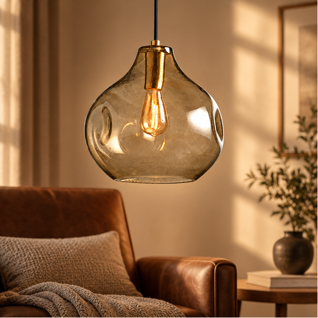 RoyaleGlow Hand Blown Organic Glass Pendant Light