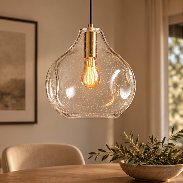RoyaleGlow Hand Blown Organic Glass Pendant Light