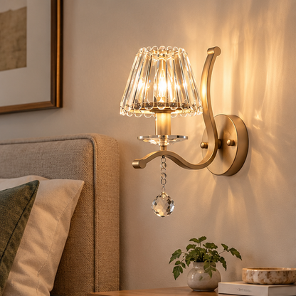 RoyaleGlow Gold Crystal Wall Sconce Modern Vanity Light Fixture