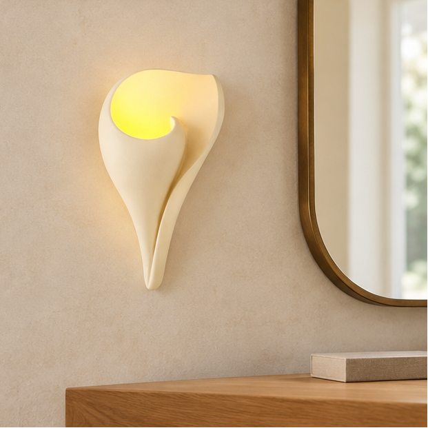 Royelux Conch Plaster Wall Sconce-Modern Shell Wall Lamp White Ambient Lighting