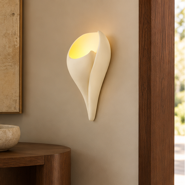 Royelux Conch Plaster Wall Sconce-Modern Shell Wall Lamp White Ambient Lighting