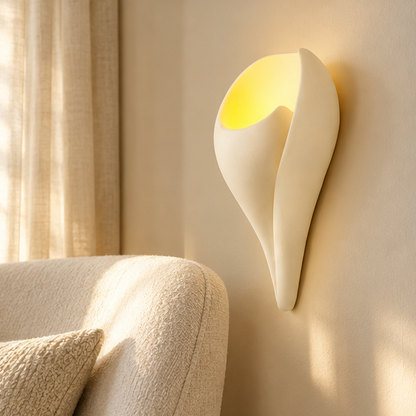 Royelux Conch Plaster Wall Sconce-Modern Shell Wall Lamp White Ambient Lighting