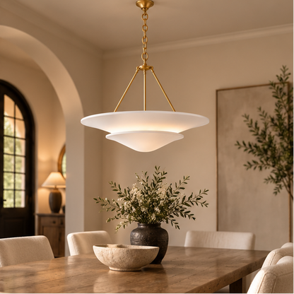 RoyaleGlow French Country Plaster Chandelier - Adjustable Hanging Chain LED Light Fixture