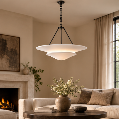 RoyaleGlow French Country Plaster Chandelier - Adjustable Hanging Chain LED Light Fixture
