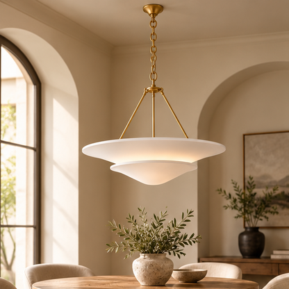 RoyaleGlow French Country Plaster Chandelier - Adjustable Hanging Chain LED Light Fixture