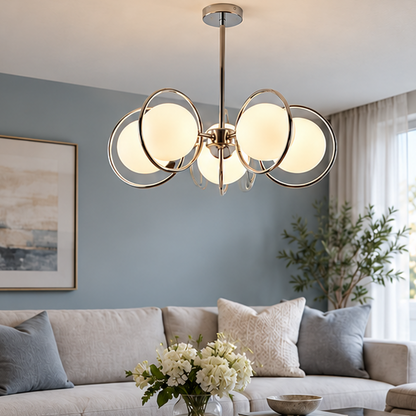 Royelux Modern Glass Globe Chandelier-Ceiling Light Fixture