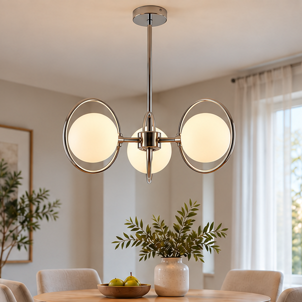 Royelux Modern Glass Globe Chandelier-Ceiling Light Fixture
