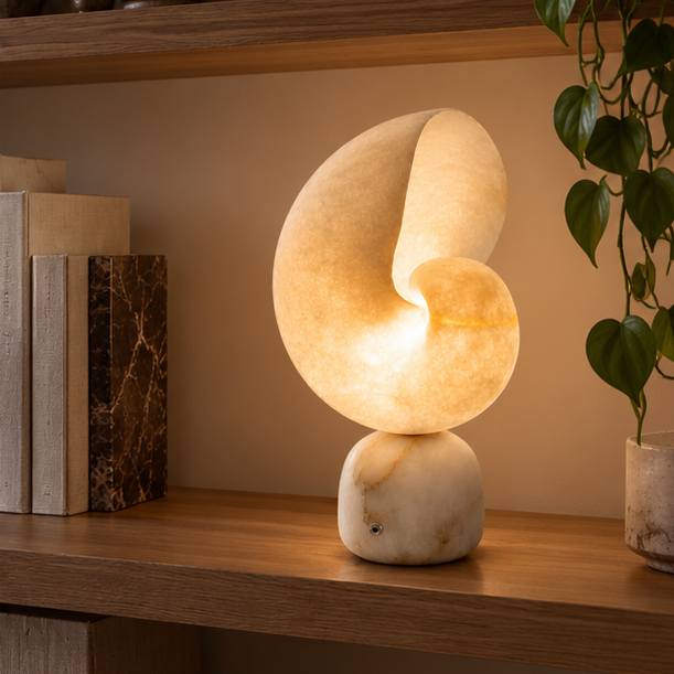LuxRoyale Alabaster Bedside Table Lamp - Dimmable USB Powered with Touch Control