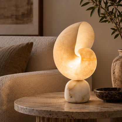 LuxRoyale Alabaster Bedside Table Lamp - Dimmable USB Powered with Touch Control