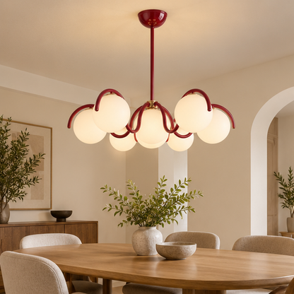 RoyaleGlow Modern Glass Globe Chandelier-Curved Arm Hanging Light Fixture