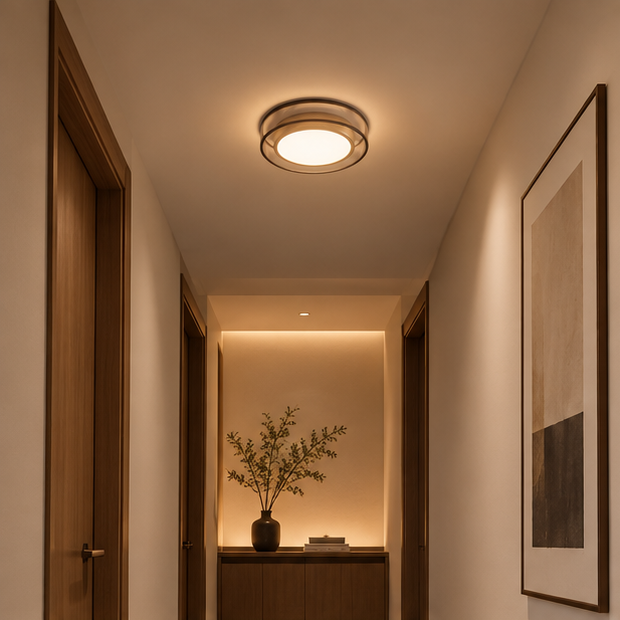 RoyaleGlow Modern Flush Mount LED Ceiling Light with Layered Glass