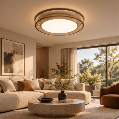RoyaleGlow Modern Flush Mount LED Ceiling Light with Layered Glass