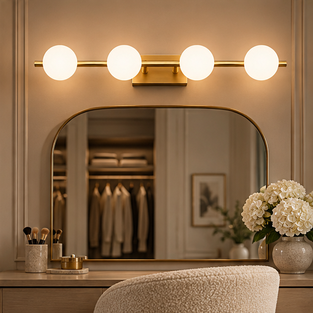 RoyaleGlow Copper LED Bathroom Vanity Light Bar - Wall Mounted Dimmable Multi Head Sconce
