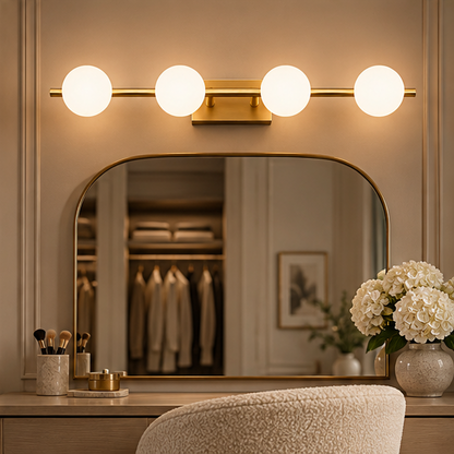 RoyaleGlow Copper LED Bathroom Vanity Light Bar - Wall Mounted Dimmable Multi Head Sconce
