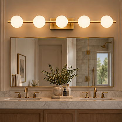 RoyaleGlow Copper LED Bathroom Vanity Light Bar - Wall Mounted Dimmable Multi Head Sconce