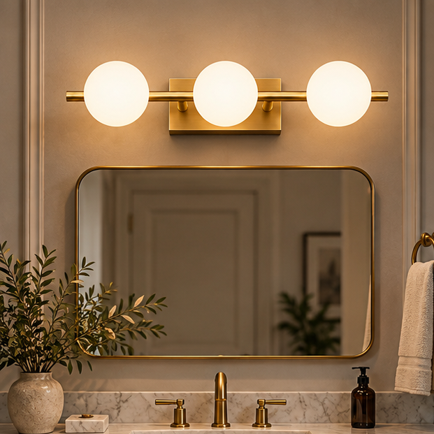 RoyaleGlow Copper LED Bathroom Vanity Light Bar - Wall Mounted Dimmable Multi Head Sconce