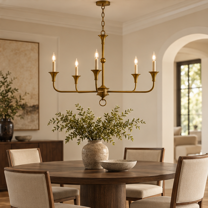 RoyaleGlow Modern Brass Candelabra Chandelier - Adjustable Pendant Light