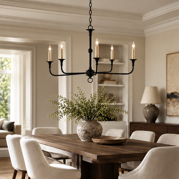 RoyaleGlow Modern Brass Candelabra Chandelier - Adjustable Pendant Light