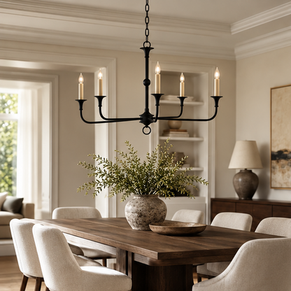 RoyaleGlow Modern Brass Candelabra Chandelier - Adjustable Pendant Light