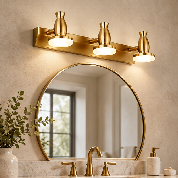 LuxRoyale Modern Gold Bathroom Vanity Light - Adjustable Wall Fixture with Dimmable LED