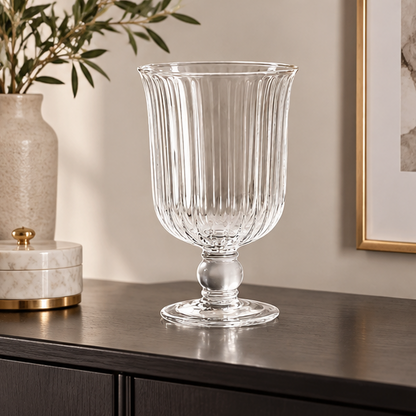 RoyaleGlow Glass Flower Vase And Hurricane Candle Holder Tabletop Decor