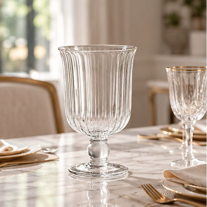RoyaleGlow Glass Flower Vase And Hurricane Candle Holder Tabletop Decor