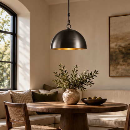 RoyaleGlow Antique Finish Dome Pendant Light - Adjustable Kitchen Island Hanging Fixture