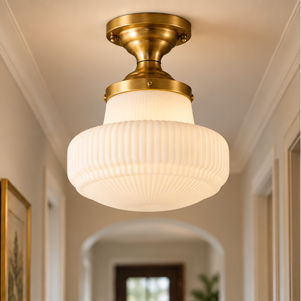 RoyaleGlow Vintage French Flush Mount Glass Ceiling Light Fixture
