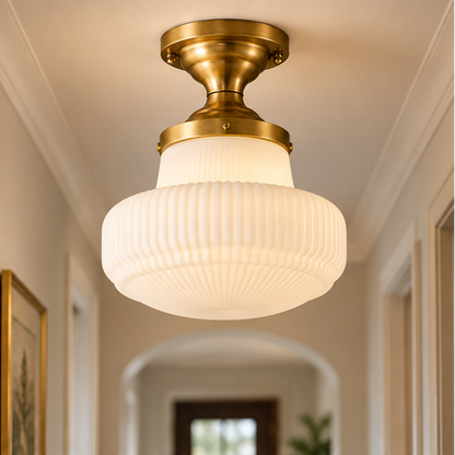 RoyaleGlow Vintage French Flush Mount Glass Ceiling Light Fixture
