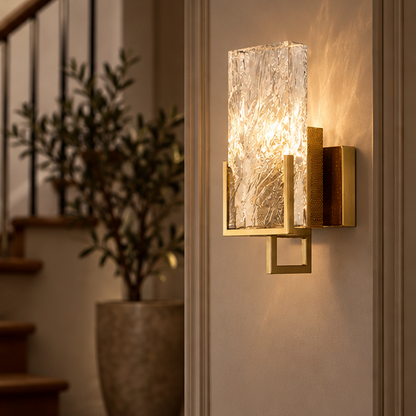 RoyaleGlow Modern Crystal Wall Sconce with Bronze Frame