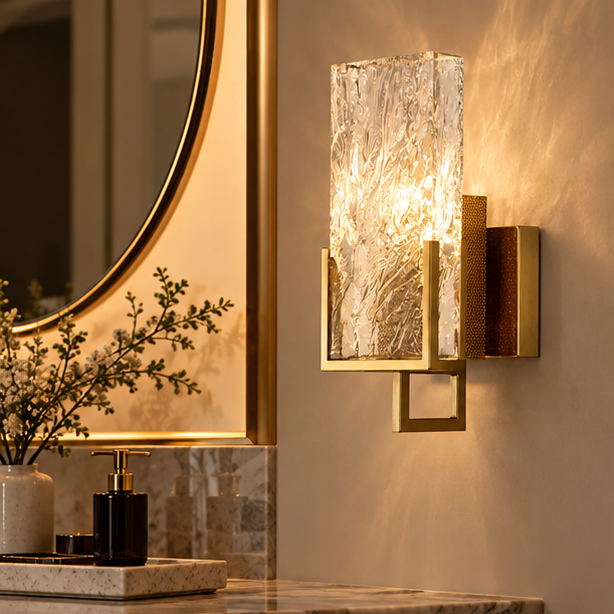 RoyaleGlow Modern Crystal Wall Sconce with Bronze Frame