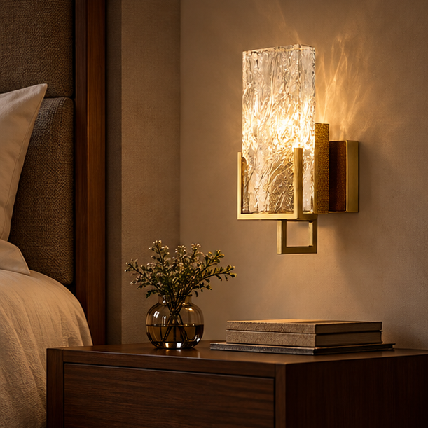 RoyaleGlow Modern Crystal Wall Sconce with Bronze Frame