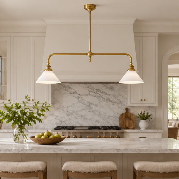 LuxRoyale Modern Linear Pendant Light - Kitchen Island Brass Fixture