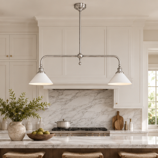LuxRoyale Modern Linear Pendant Light - Kitchen Island Brass Fixture