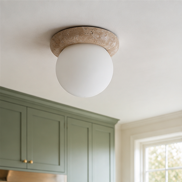 LuxRoyale Outdoor Wall Sconce Light with Natural Stone Base & Frosted Globe Shade