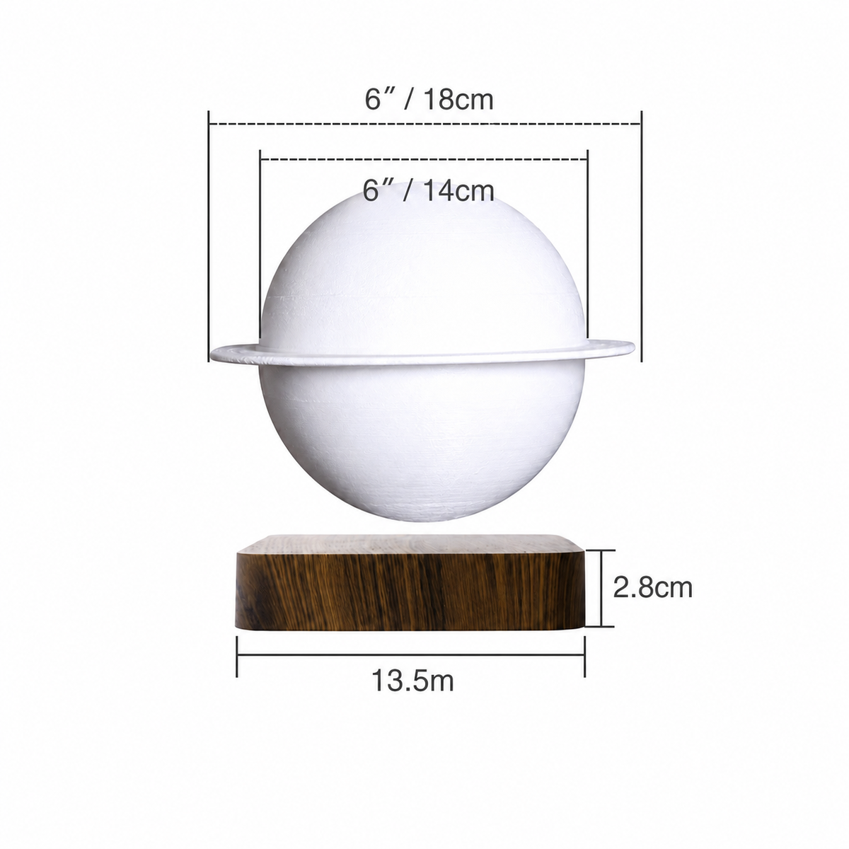 RoyaleGlow Magnetic Levitating Saturn Lamp - 3D Printed Floating Planet Light for Desk - Royale Basic