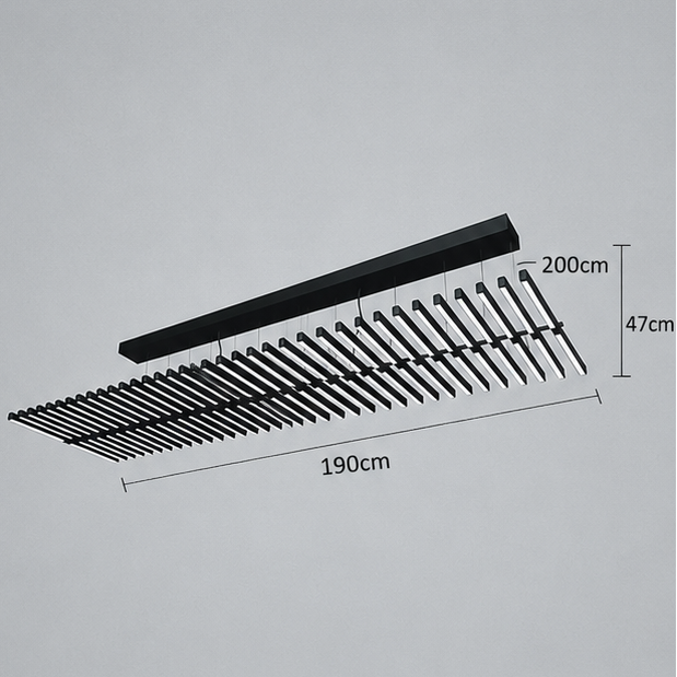 Royelux Modern Fishbone Chandelier-Black Aluminum LED Dining Room Light Fixture