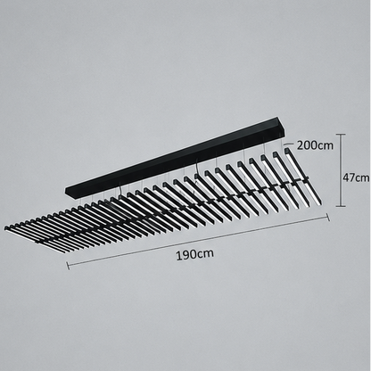Royelux Modern Fishbone Chandelier-Black Aluminum LED Dining Room Light Fixture