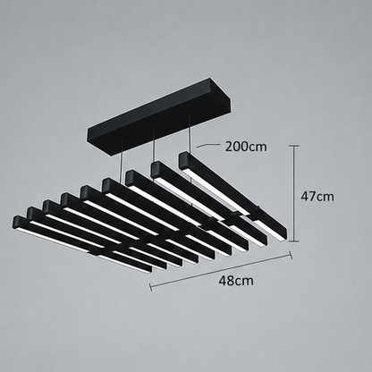 Royelux Modern Fishbone Chandelier-Black Aluminum LED Dining Room Light Fixture