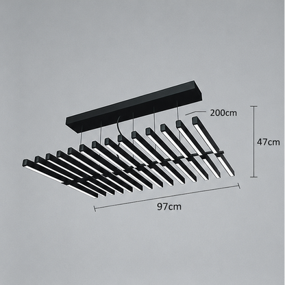 Royelux Modern Fishbone Chandelier-Black Aluminum LED Dining Room Light Fixture