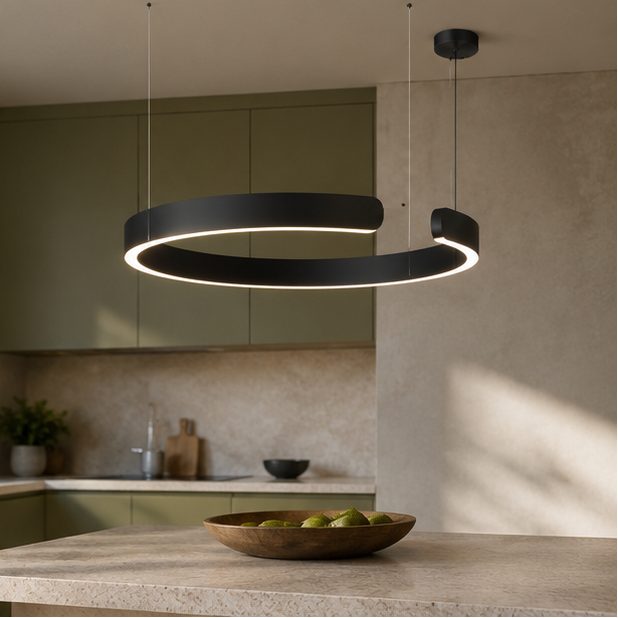 LuxRoyale LED Ring Chandelier-Dimmable Modern Pendant Light for Dining Room