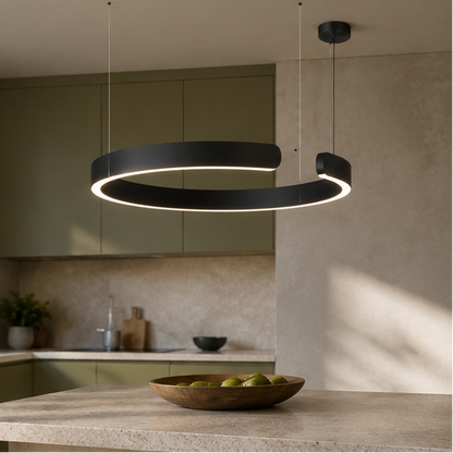 LuxRoyale LED Ring Chandelier-Dimmable Modern Pendant Light for Dining Room