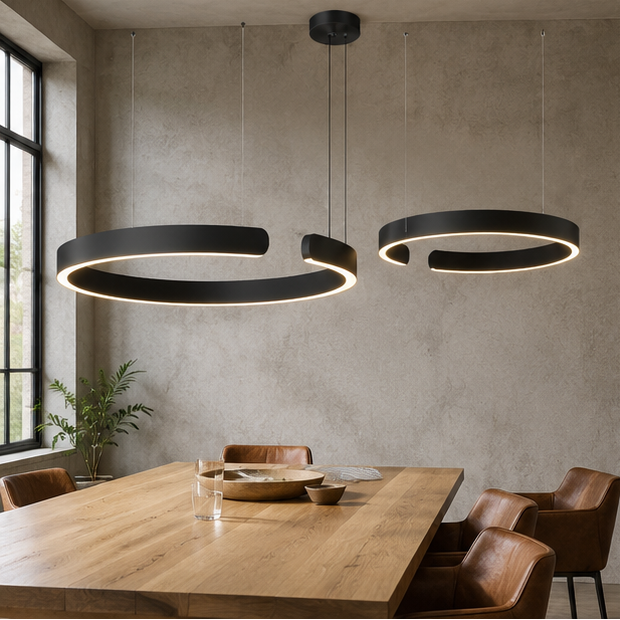 LuxRoyale LED Ring Chandelier-Dimmable Modern Pendant Light for Dining Room