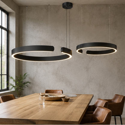 LuxRoyale LED Ring Chandelier-Dimmable Modern Pendant Light for Dining Room