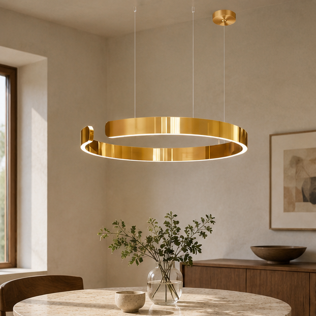 LuxRoyale LED Ring Chandelier-Dimmable Modern Pendant Light for Dining Room