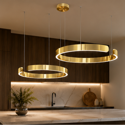 LuxRoyale LED Ring Chandelier-Dimmable Modern Pendant Light for Dining Room